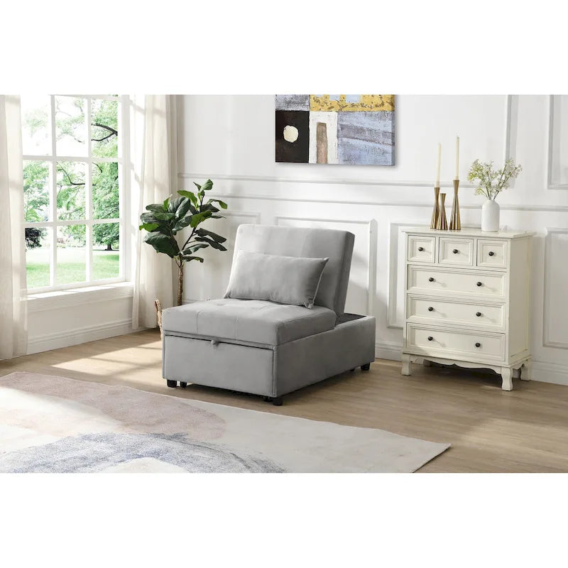Pouf Letto Pieghevole - Grigio | Design Multifunzionale 4-in-1
