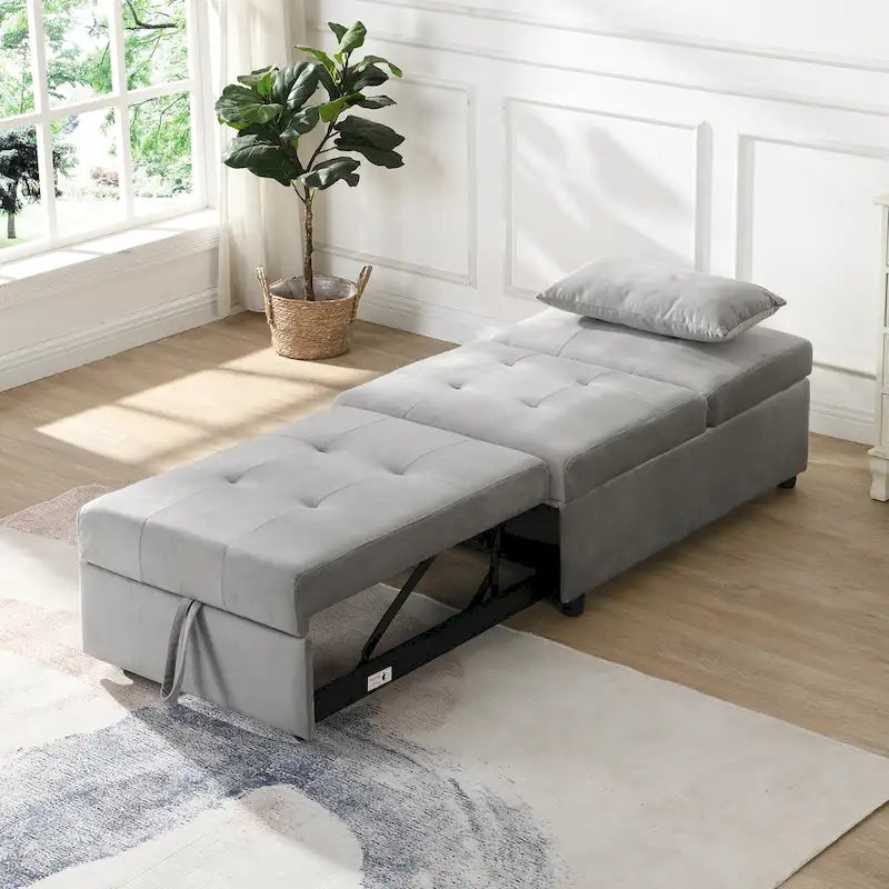 Pouf Letto Pieghevole - Grigio | Design Multifunzionale 4-in-1