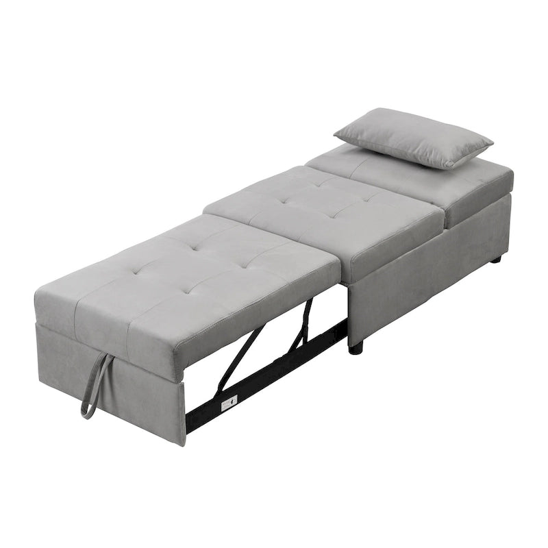 Pouf Letto Pieghevole - Grigio | Design Multifunzionale 4-in-1