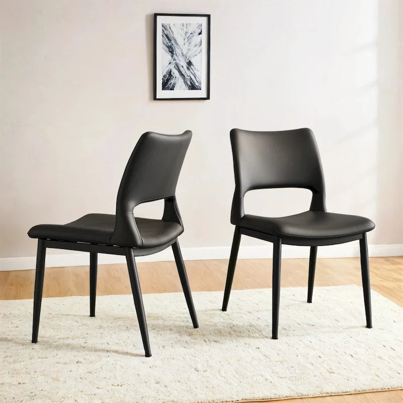Sedie da Pranzo Moderne Minimaliste in Ecopelle – Ergonomiche, Gambe in Metallo (Confezione da 2)