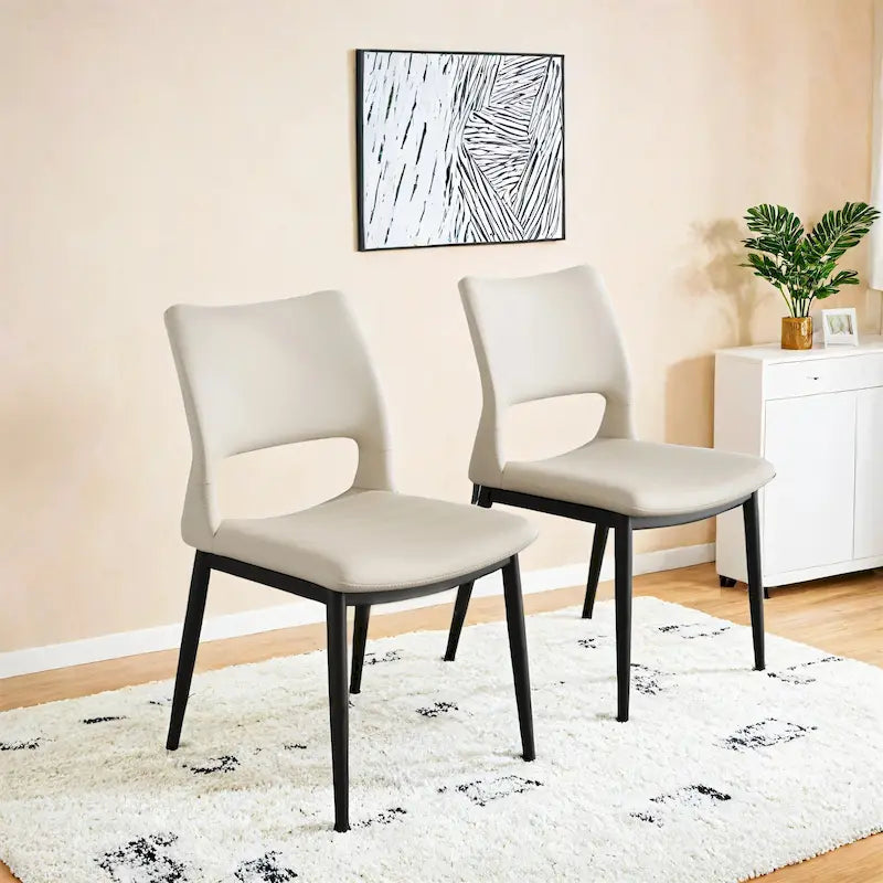 Sedie da Pranzo Moderne Minimaliste in Ecopelle – Ergonomiche, Gambe in Metallo (Confezione da 2)
