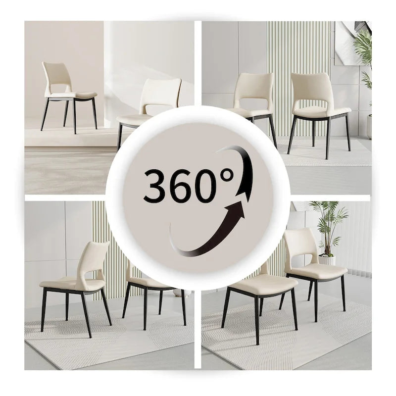 Sedie da Pranzo Moderne Minimaliste in Ecopelle – Ergonomiche, Gambe in Metallo (Confezione da 2)