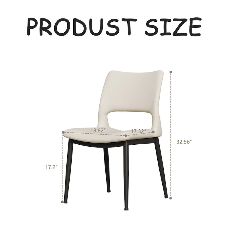 Sedie da Pranzo Moderne Minimaliste in Ecopelle – Ergonomiche, Gambe in Metallo (Confezione da 2)