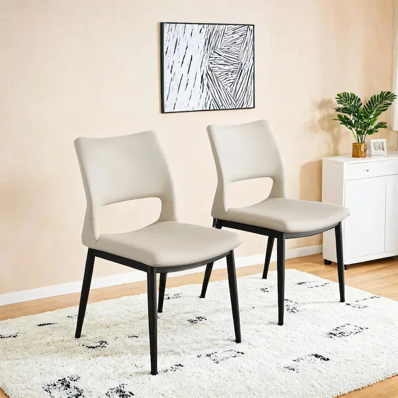 Sedie da Pranzo Moderne Minimaliste in Ecopelle – Ergonomiche, Gambe in Metallo (Confezione da 2)