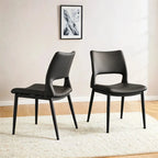 Sedie da Pranzo Moderne Minimaliste in Ecopelle – Ergonomiche, Gambe in Metallo (Confezione da 2)