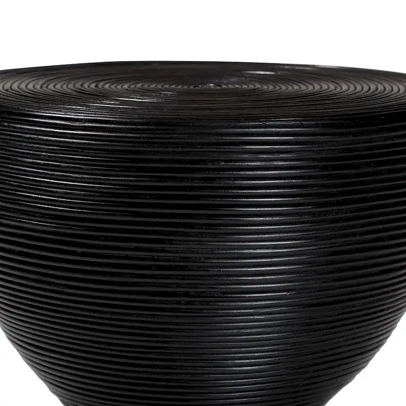 Tavolino/Comodino con Struttura a Clessidra in Rattan Naturale – Stile Bohémien Chic, Rotondo 55 cm