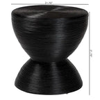 Tavolino/Comodino con Struttura a Clessidra in Rattan Naturale – Stile Bohémien Chic, Rotondo 55 cm