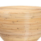 Tavolino/Comodino con Struttura a Clessidra in Rattan Naturale – Stile Bohémien Chic, Rotondo 55 cm