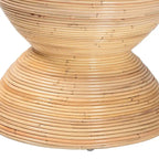 Tavolino/Comodino con Struttura a Clessidra in Rattan Naturale – Stile Bohémien Chic, Rotondo 55 cm