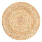 Tavolino/Comodino con Struttura a Clessidra in Rattan Naturale – Stile Bohémien Chic, Rotondo 55 cm