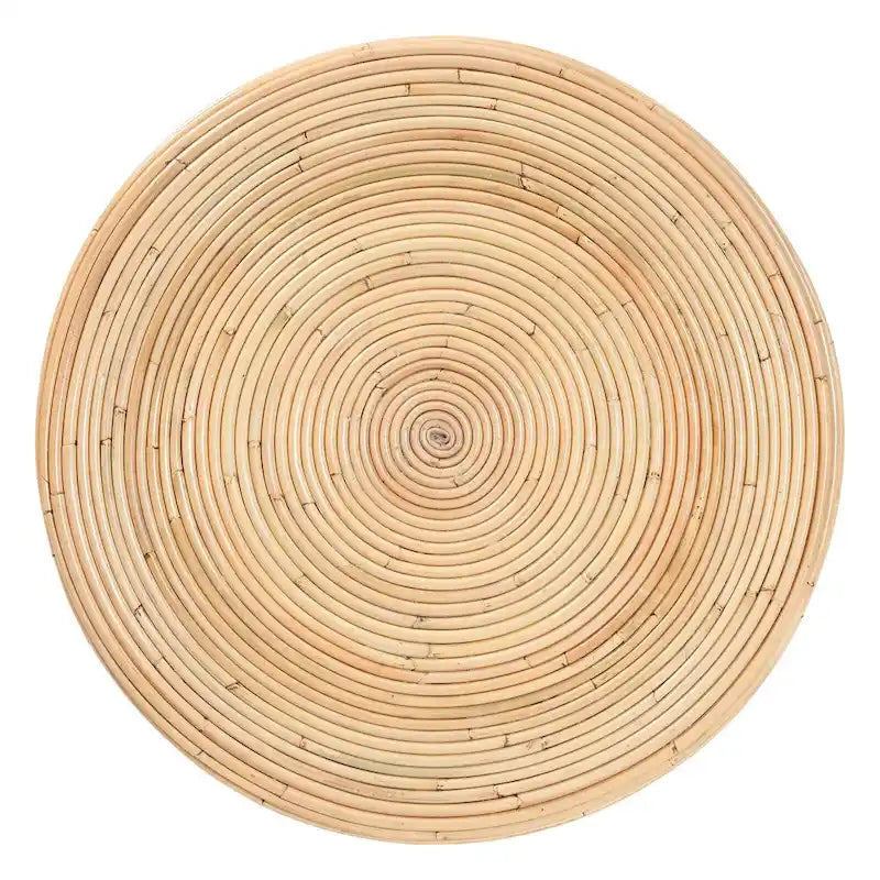 Tavolino/Comodino con Struttura a Clessidra in Rattan Naturale – Stile Bohémien Chic, Rotondo 55 cm