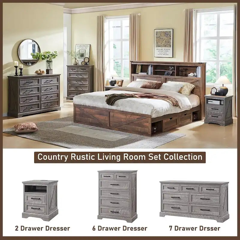 Cassettiera rustica a 6 cassetti Farmhouse – 80 cm di larghezza