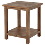 Tavolino da salotto/comodino quadrato da 20" in stile rustico con ripiano inferiore – Marrone anticato