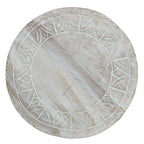 Tavolino rotondo in legno di mango lavorato a mano bianco anticato – diametro 40,6 cm x altezza 50,8 cm