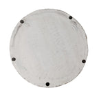 Tavolino rotondo in legno di mango lavorato a mano bianco anticato – diametro 40,6 cm x altezza 50,8 cm