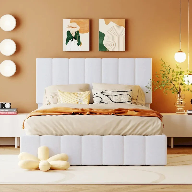 Letto imbottito con piattaforma e contenitore idraulico – Queen/Matrimoniale