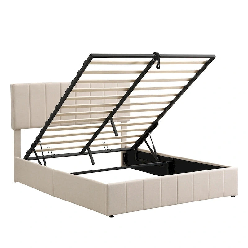 Letto imbottito con piattaforma e contenitore idraulico – Queen/Matrimoniale