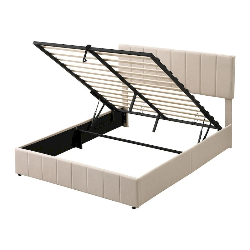 Letto imbottito con piattaforma e contenitore idraulico – Queen/Matrimoniale