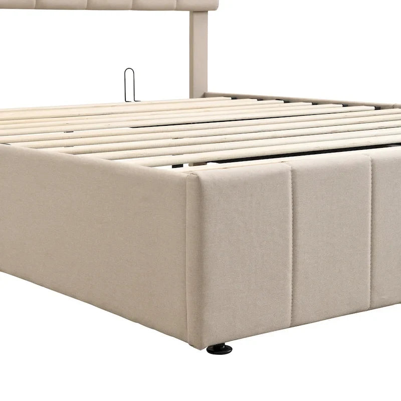 Letto imbottito con piattaforma e contenitore idraulico – Queen/Matrimoniale