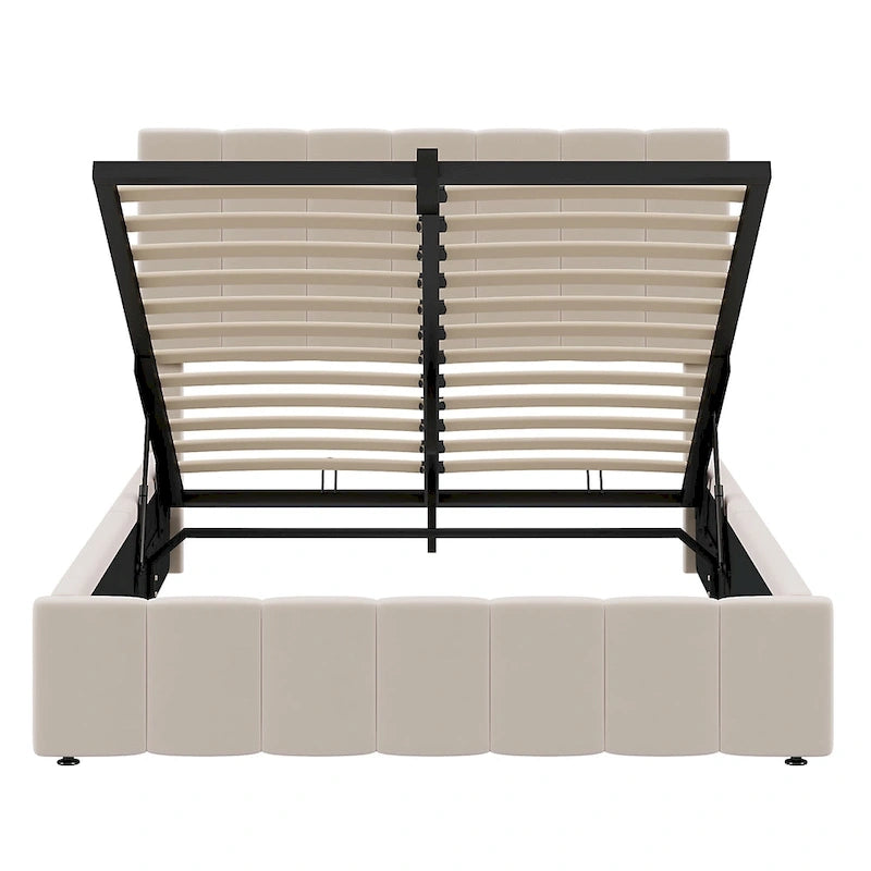 Letto imbottito con piattaforma e contenitore idraulico – Queen/Matrimoniale