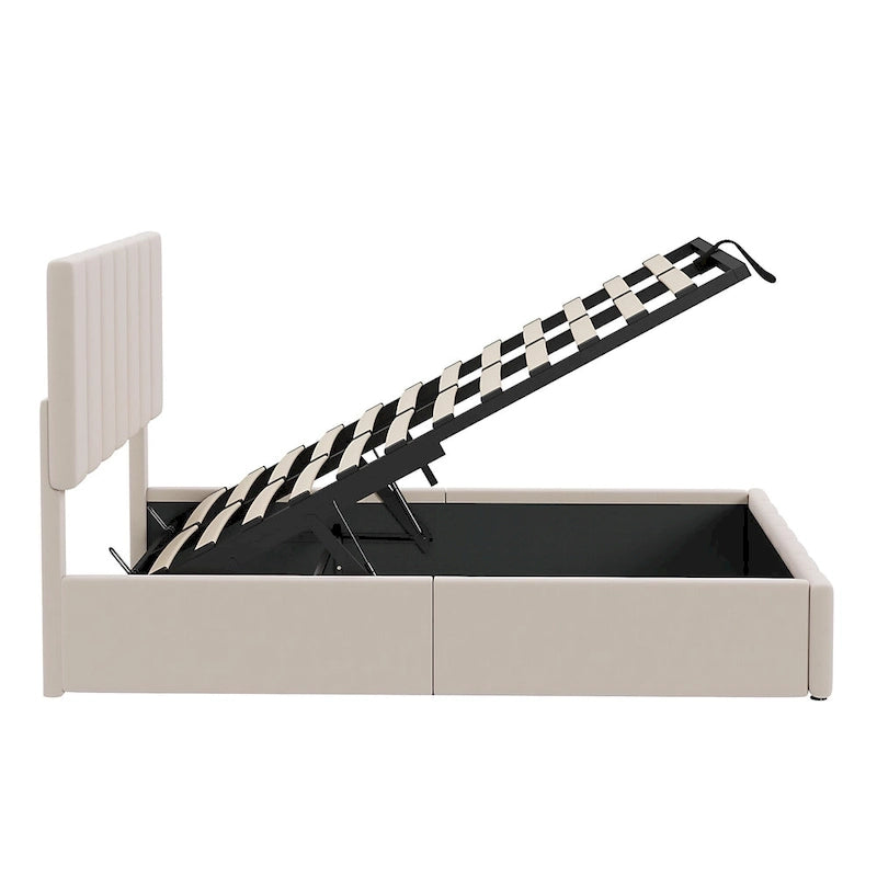 Letto imbottito con piattaforma e contenitore idraulico – Queen/Matrimoniale