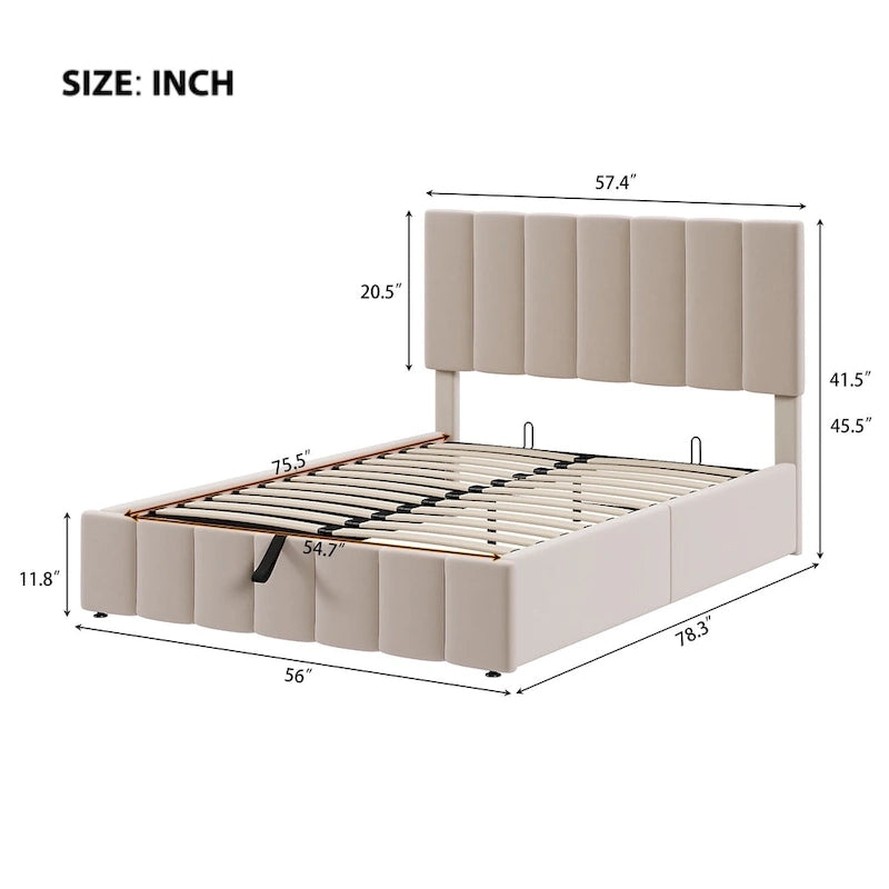Letto imbottito con piattaforma e contenitore idraulico – Queen/Matrimoniale