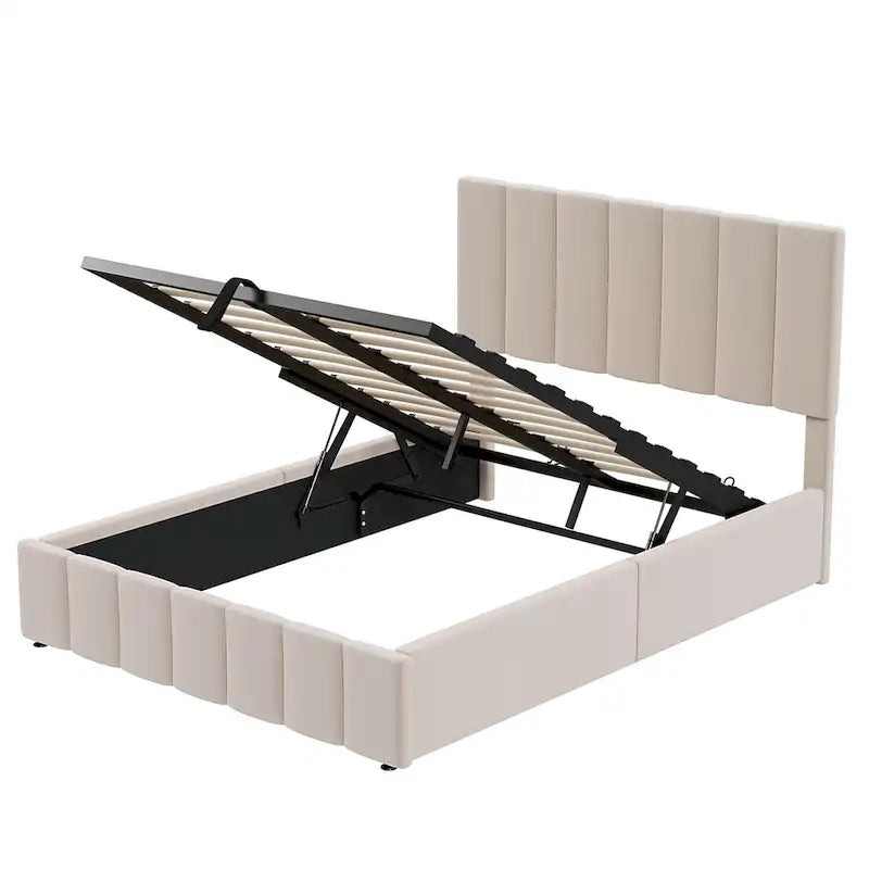 Letto imbottito con piattaforma e contenitore idraulico – Queen/Matrimoniale