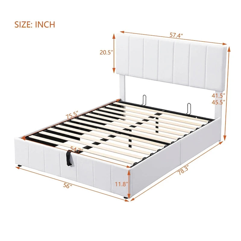 Letto imbottito con piattaforma e contenitore idraulico – Queen/Matrimoniale