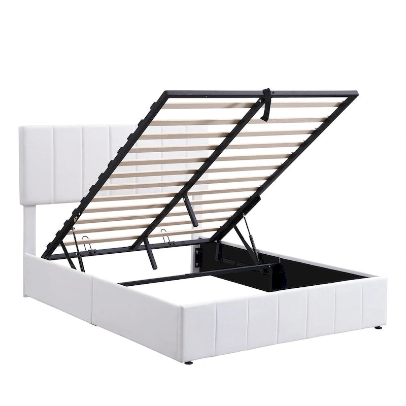 Letto imbottito con piattaforma e contenitore idraulico – Queen/Matrimoniale