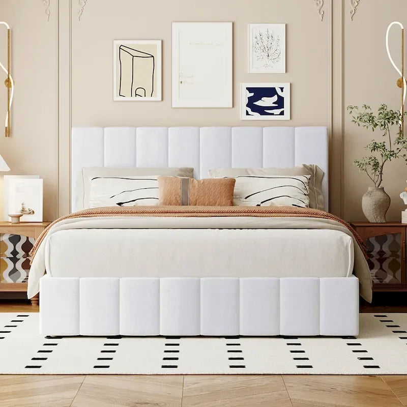 Letto imbottito con piattaforma e contenitore idraulico – Queen/Matrimoniale