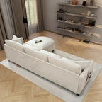 Divano componibile a 4 posti con pouf mobile e bracciolo portaoggetti – 273 cm L