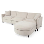 Divano componibile a 4 posti con pouf mobile e bracciolo portaoggetti – 273 cm L