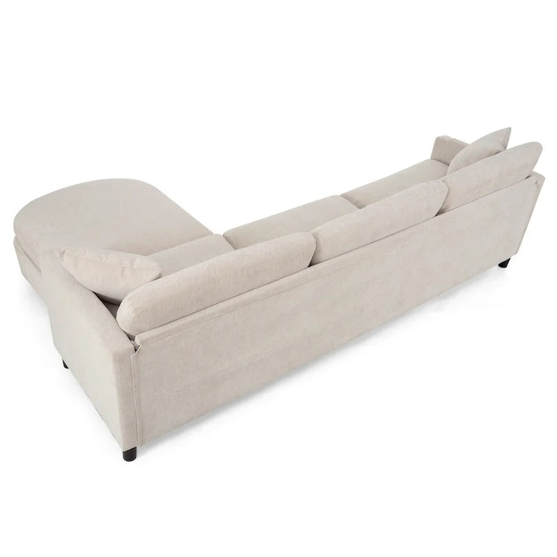 Divano componibile a 4 posti con pouf mobile e bracciolo portaoggetti – 273 cm L