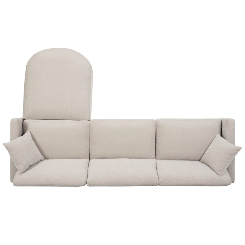 Divano componibile a 4 posti con pouf mobile e bracciolo portaoggetti – 273 cm L