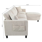 Divano componibile a 4 posti con pouf mobile e bracciolo portaoggetti – 273 cm L