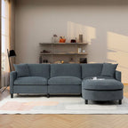 Divano componibile a 4 posti con pouf mobile e bracciolo portaoggetti – 273 cm L