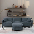 Divano componibile a 4 posti con pouf mobile e bracciolo portaoggetti – 273 cm L