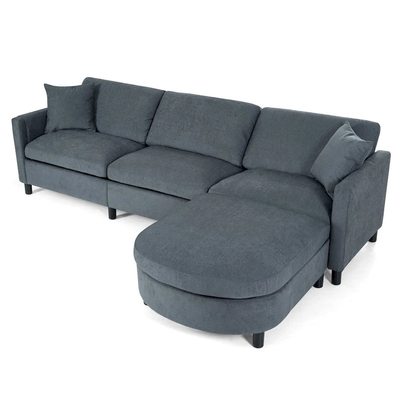 Divano componibile a 4 posti con pouf mobile e bracciolo portaoggetti – 273 cm L