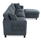 Divano componibile a 4 posti con pouf mobile e bracciolo portaoggetti – 273 cm L