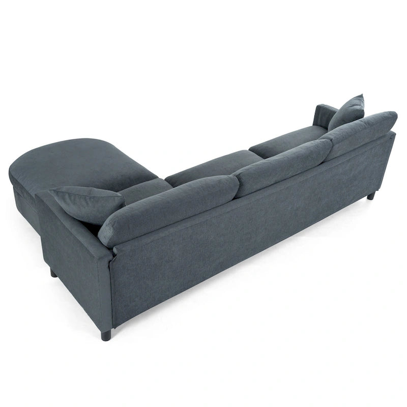 Divano componibile a 4 posti con pouf mobile e bracciolo portaoggetti – 273 cm L