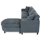 Divano componibile a 4 posti con pouf mobile e bracciolo portaoggetti – 273 cm L