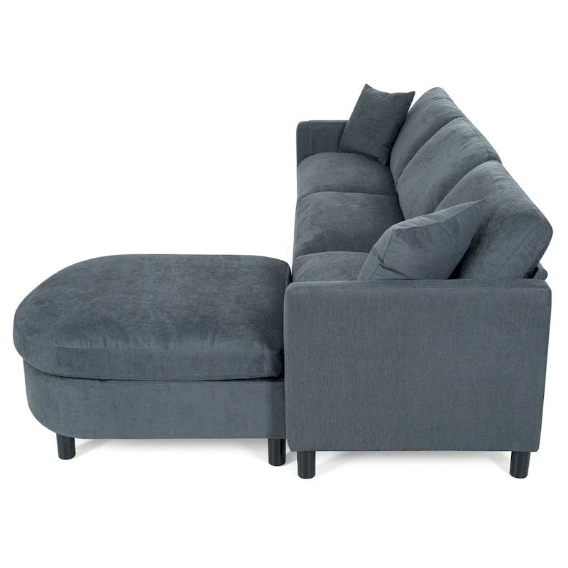 Divano componibile a 4 posti con pouf mobile e bracciolo portaoggetti – 273 cm L
