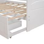Divano letto allungabile in legno di pino bianco con 2 cassetti portaoggetti