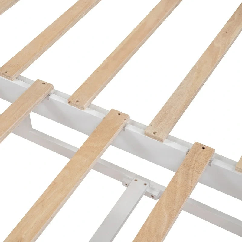 Divano letto allungabile in legno di pino bianco con 2 cassetti portaoggetti