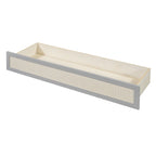 Letto a scomparsa grigio a grandezza naturale con cassetti portaoggetti versatili e design a trama in rattan