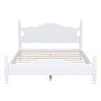 Struttura Letto a Piattaforma in Legno di Pino in Stile Retrò con Testiera e Pediera, Supporto a Doghe in Legno