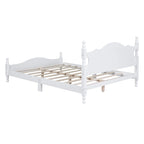 Struttura Letto a Piattaforma in Legno di Pino in Stile Retrò con Testiera e Pediera, Supporto a Doghe in Legno