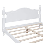 Struttura Letto a Piattaforma in Legno di Pino in Stile Retrò con Testiera e Pediera, Supporto a Doghe in Legno