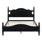 Struttura Letto a Piattaforma in Legno di Pino in Stile Retrò con Testiera e Pediera, Supporto a Doghe in Legno