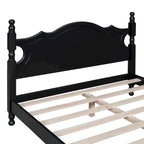 Struttura Letto a Piattaforma in Legno di Pino in Stile Retrò con Testiera e Pediera, Supporto a Doghe in Legno